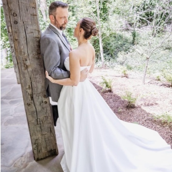 Lifetime of Love White Satin Strapless A-Line Gown Sz XS # - Picture 5 of 9